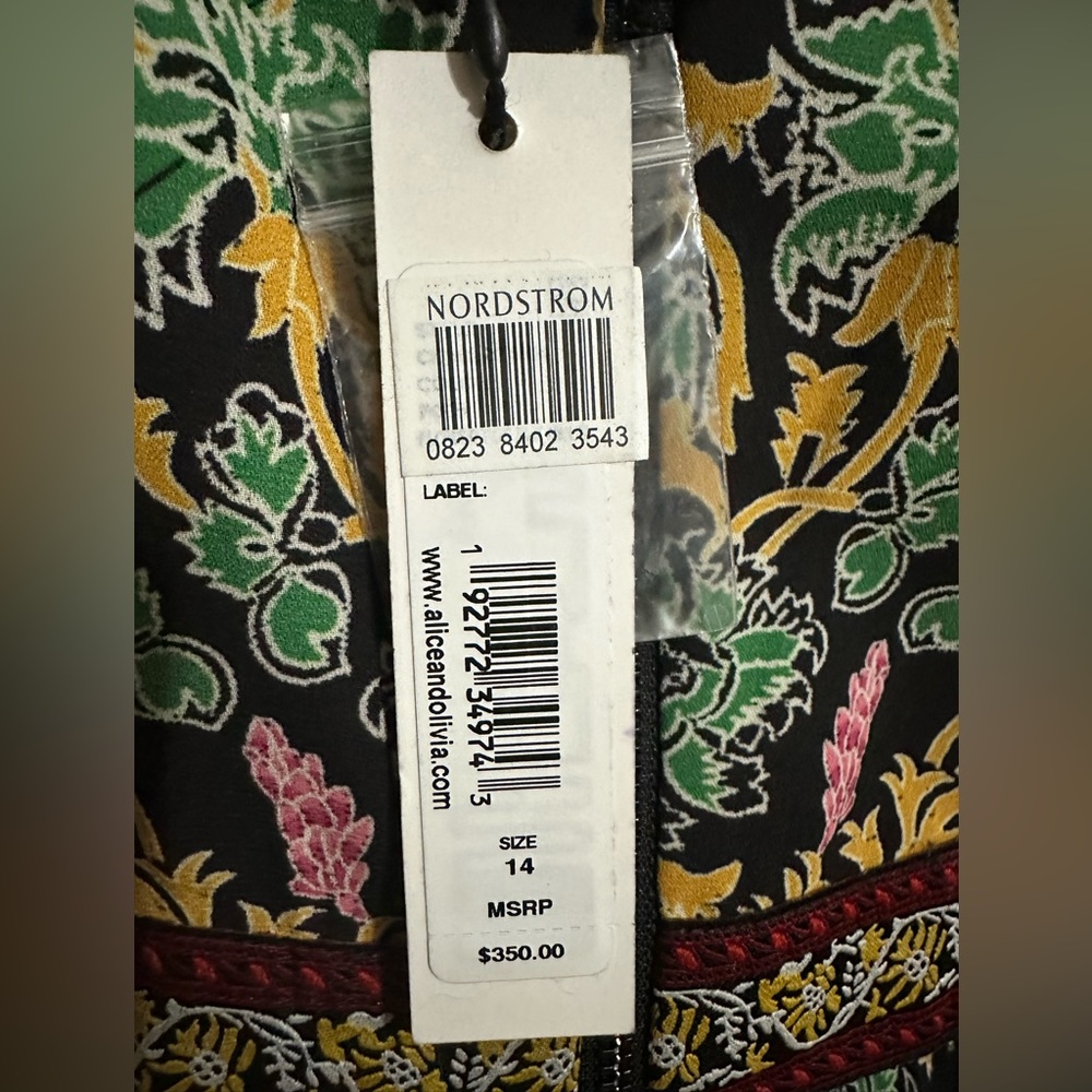 NWT! Alice + Olivia Dana Puff-Sleeve Flare Dress size 14 - Picture 11 of 16